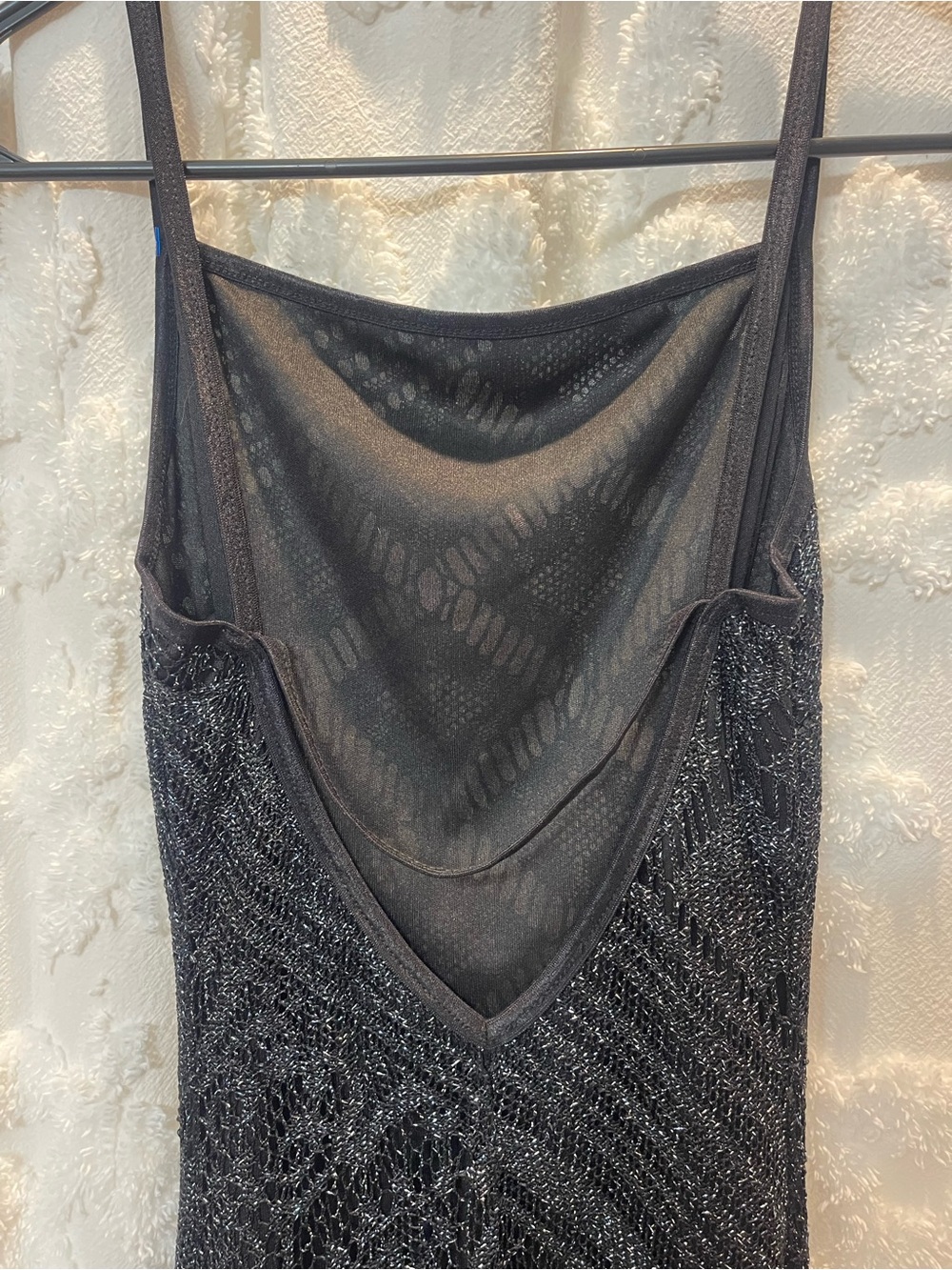Vintage Hourglass semi sheer knit maxi dress with fringe hem and open back - Picture 6 of 6